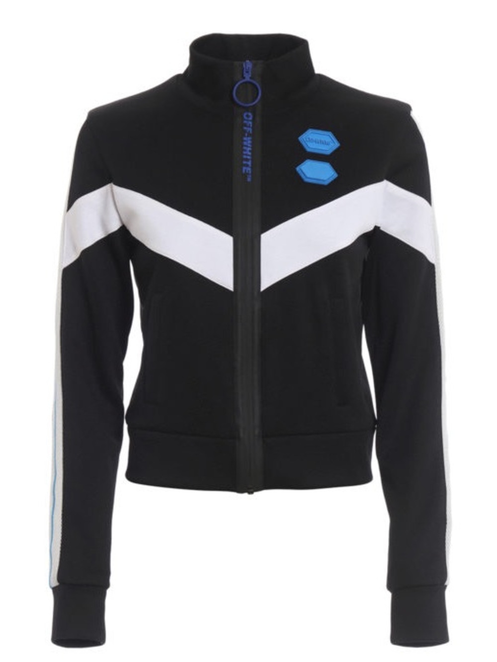 Off-White Black Jacket with White Chevron and Blue Details